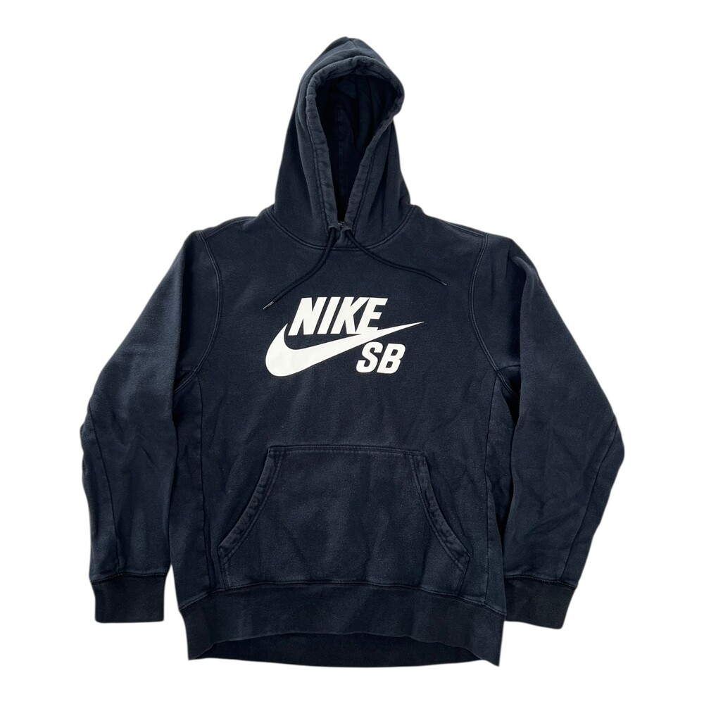 Nike SB Hoodie Mens Medium Black Logo Graphic Pullover Skater Sweatshirt Y2K